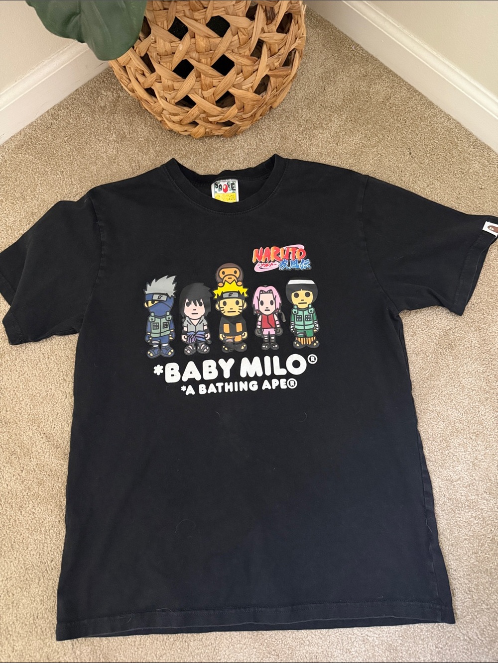 A Bathing Ape BABY MILO x Naruto Black Short Sleeve Tee